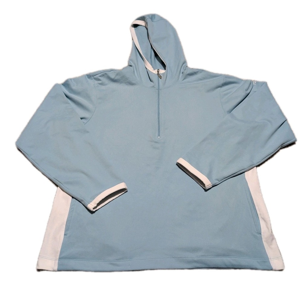 Izod Women's Cilantro 1/4 Zip Saltwater Long Sleeve Sweatshirt Quarter Zip Blue